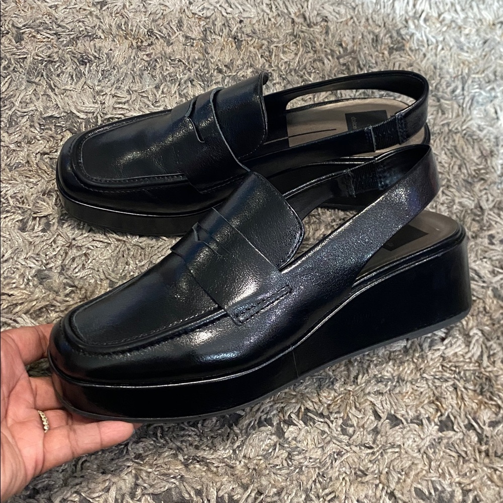 Dolce Vita Black penny loafer Slingback platform Shoes sz 9 great condition - Picture 9 of 10